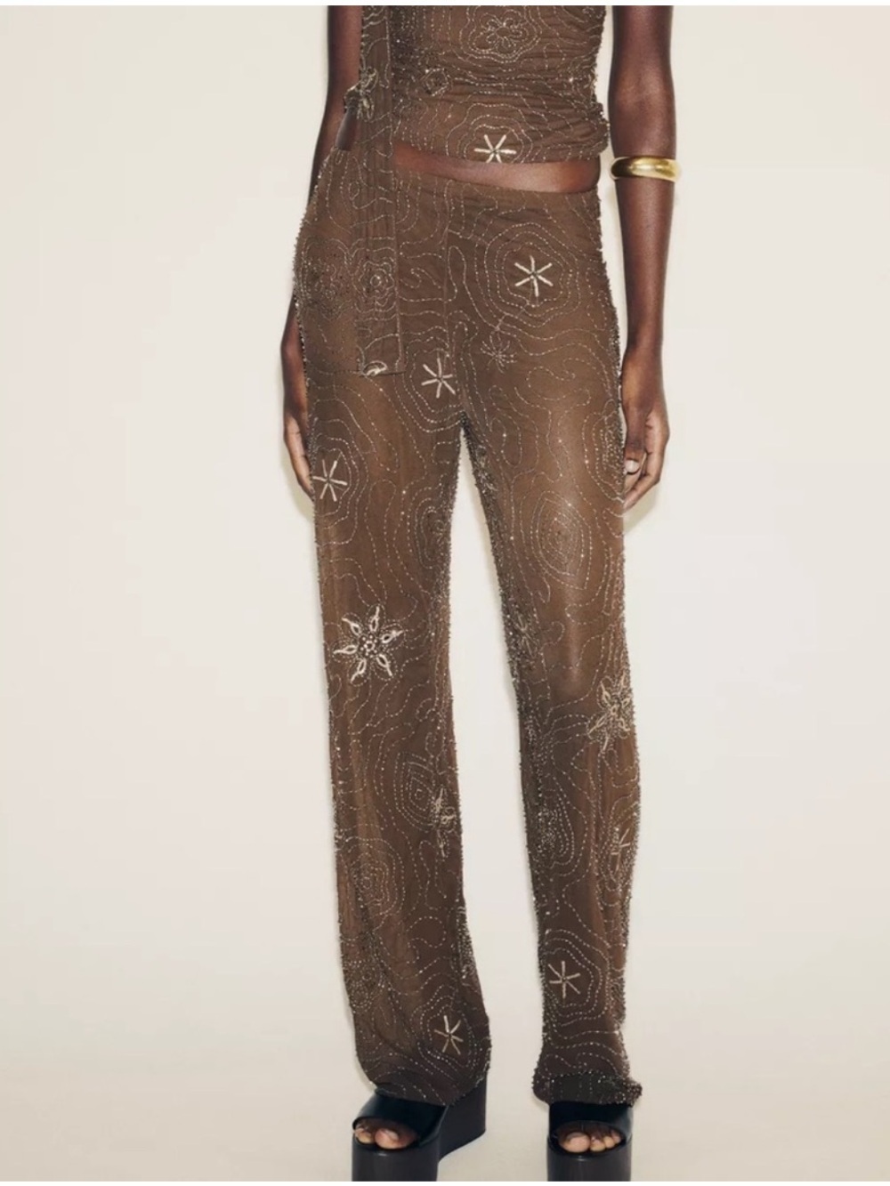 ZARA BEADED SEQUIN PANTS - Picture 10 of 15